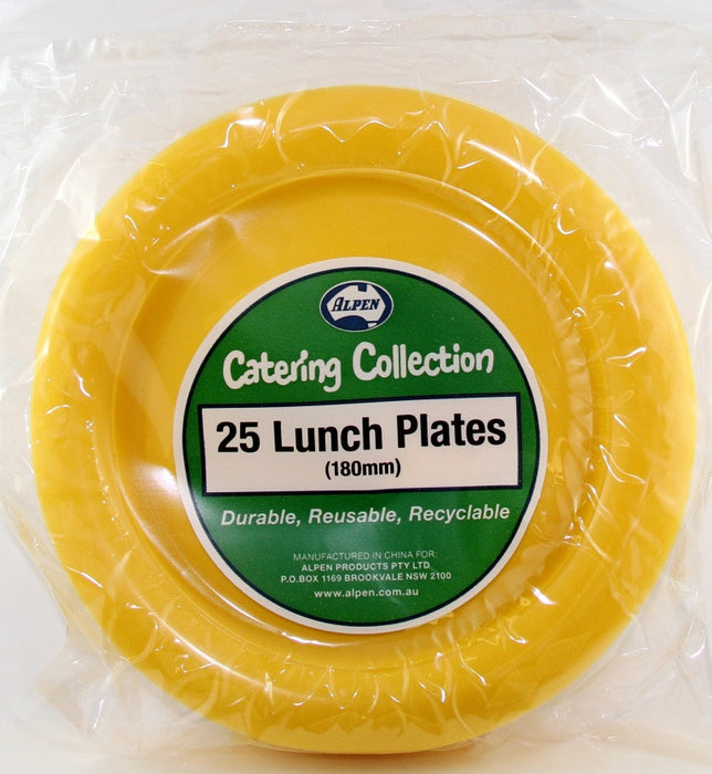 Plastic Lunch Plate 25 Pack - Yellow