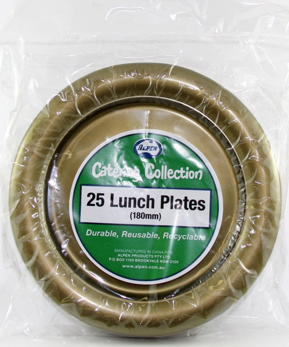 Plastic Lunch Plates 25 Pack - Gold