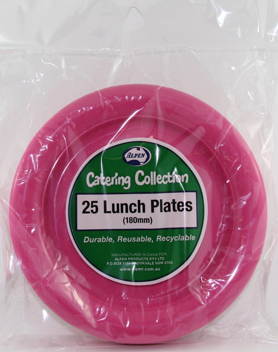 Plastic Lunch Plate 25 Pack - Magenta