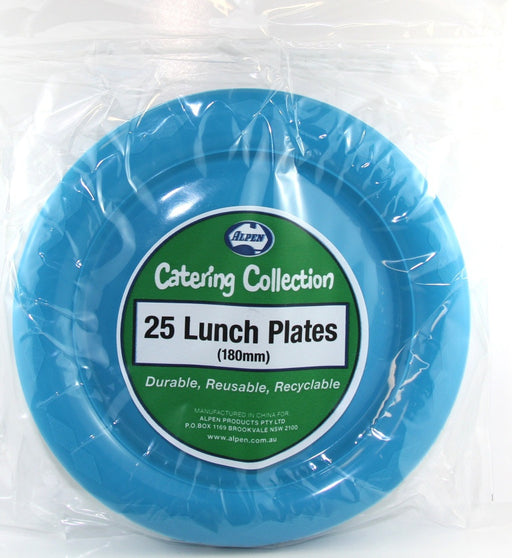 Plastic Lunch Plate 25 Pack - Azure Blue