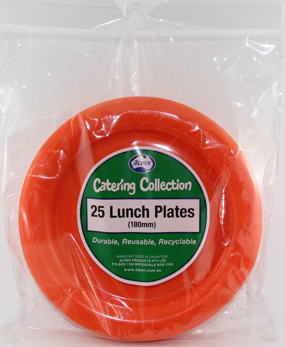 Plastic Lunch Plate 25 Pack - Orange
