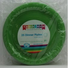 Plastic Dinner Plate 25 Pack - Lime Green