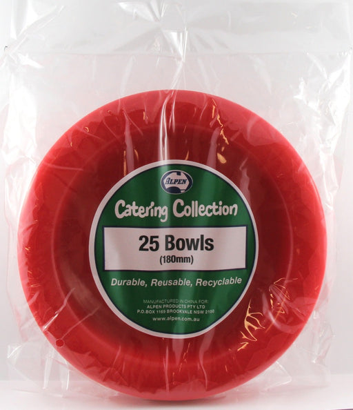 Plastic Bowl 25 Pack - Red