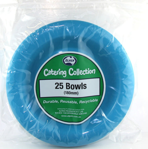 Plastic Bowl 25 Pack - Azure Blue