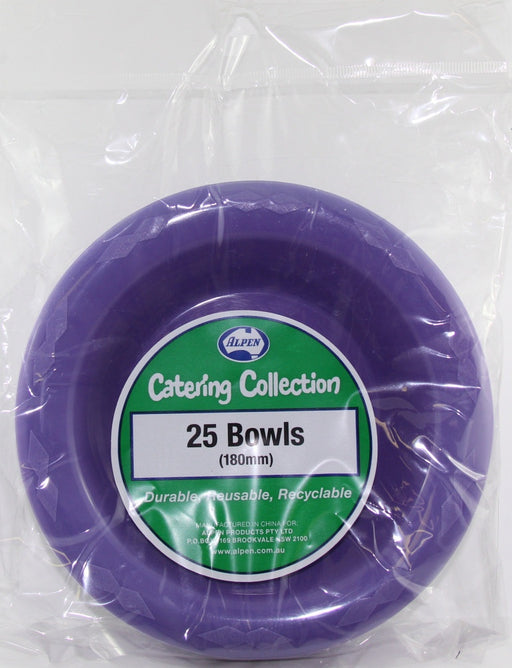 Plastic Bowl 25 Pack - Purple