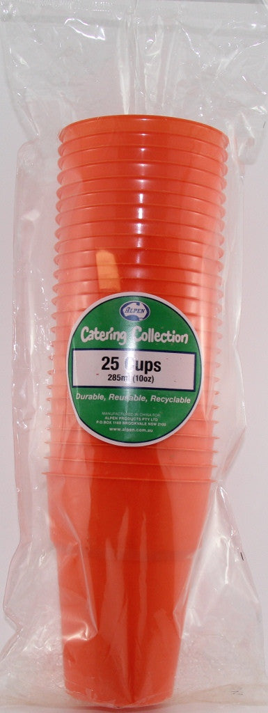 Plastic Cups 25 Pack - Orange