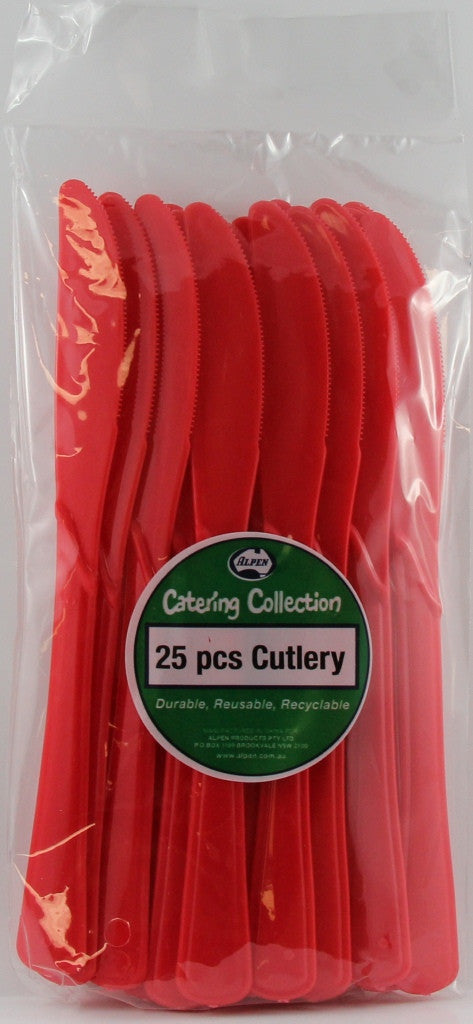 Plastic Knife 25 Pack - Red