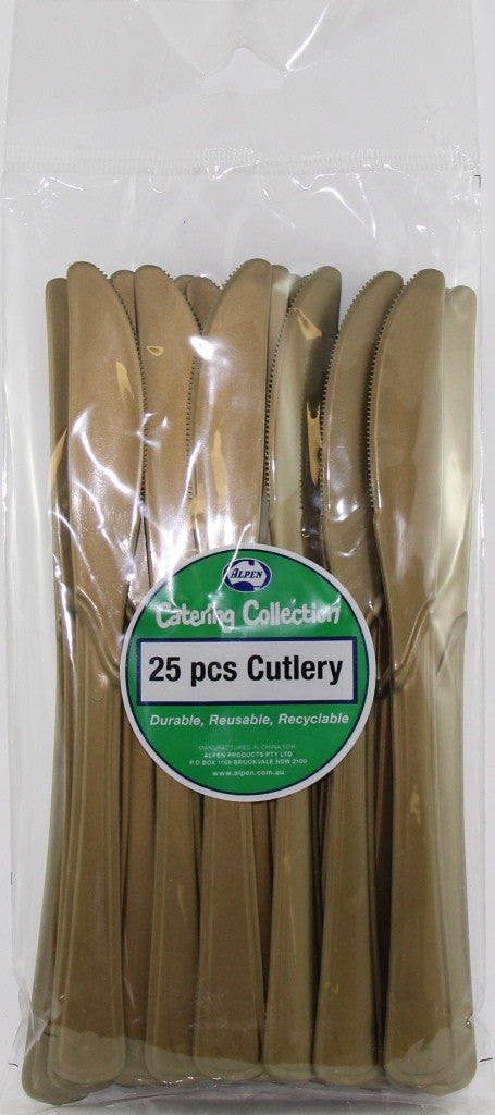 Plastic Knife 25 Pack - Gold