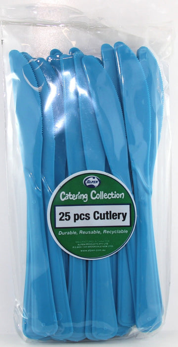 Plastic Knife 25 Pack - Azure Blue