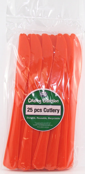Plastic Knife 25 Pack - Orange