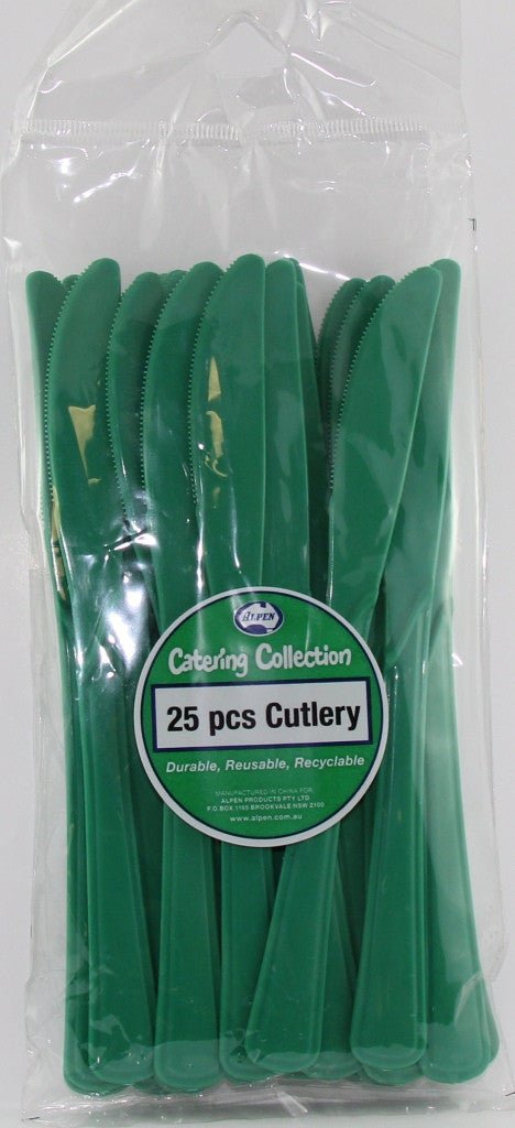 Plastic Knife 25 Pack - Green