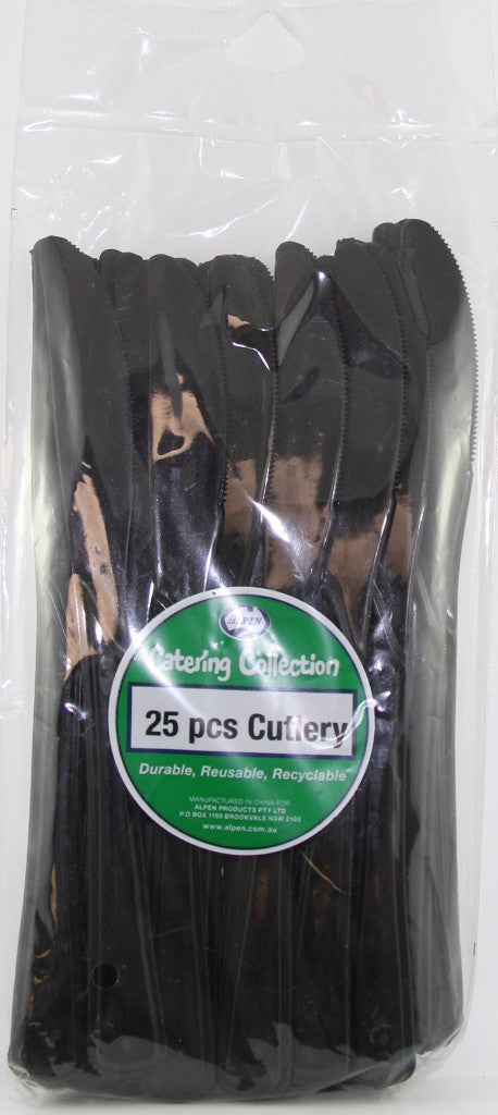 Plastic Knive 25 Pack - Black