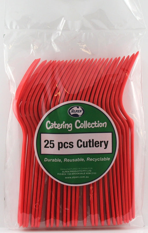 Plastic Fork 25 Pack - Red