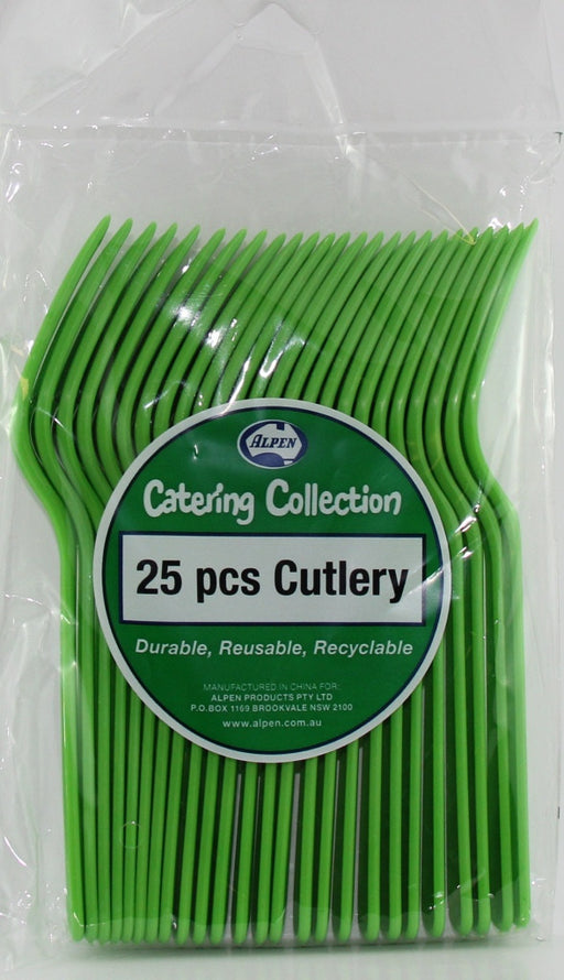 Plastic Fork 25 Pack - Lime Green
