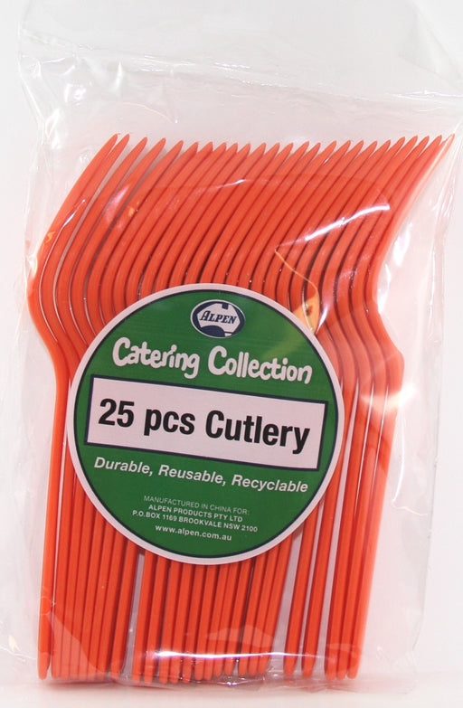 Plastic Fork 25 Pack - Orange