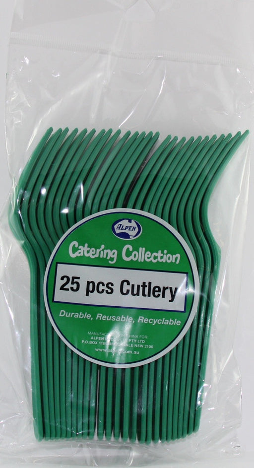 Plastic Fork 25 Pack - Green
