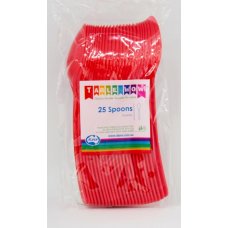 Plastic Spoon 25 Pack - Red
