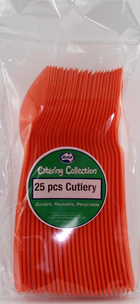 Plastic Spoon 25 Pack - Orange