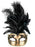 Sienna Black And Gold Eye Mask with Feathers