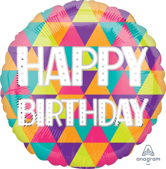 Foil 18" Colourful Triangles Birthday