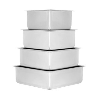PME Square Cake Pans 6, 8, 10-Inch X 3-Inch Deep, Set Of 3, Silver - View #2