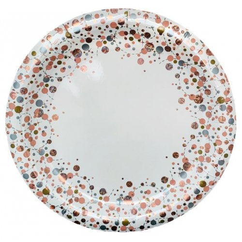 Sparkling Fizz  9'' Rose Gold Plates 8 Pack