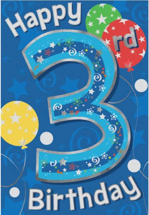 Age 3 Birthday Card — Red Fox Party Supplies