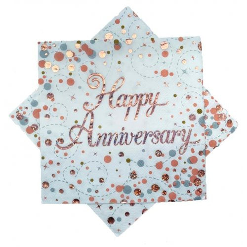 Sparkling Fizz Happy Anniversary Napkin 16 Pack