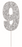 Cake Topper Glitter Silver Number 9