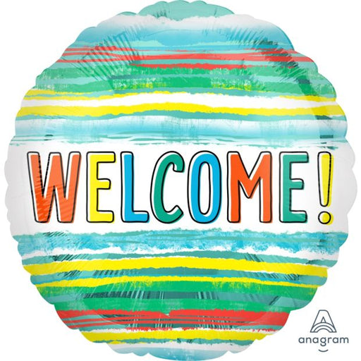 Welcome Watercolour Stripes Foil Balloon 18''/45cm