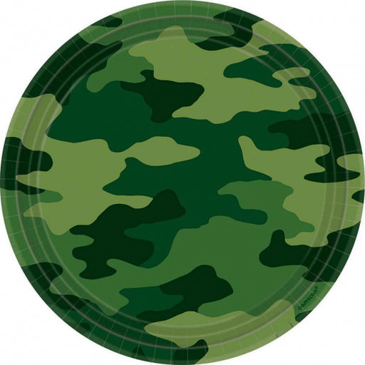 Camoflage Round 9'' Paper Plate 8 Per Pack