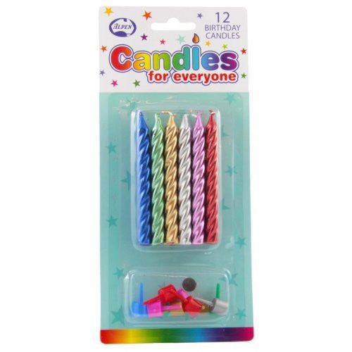 Candle Metallic 12 Pack With Holders