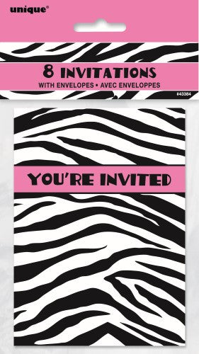 Zebra Passion Invites 8 Pack
