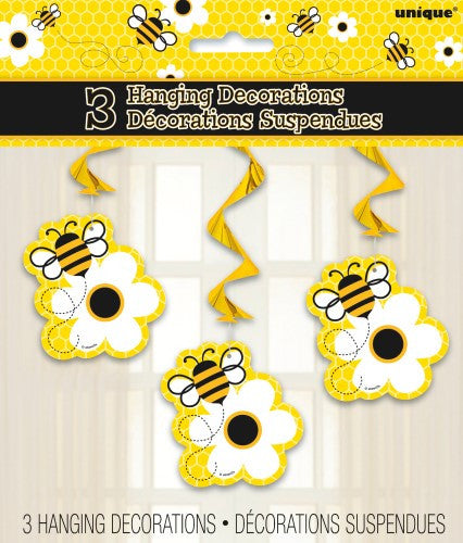 BUSY BEES 3 HANGING SWIRL DECORATIONS