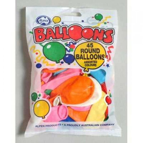 Round Balloons 45 Pk Assorted Colours