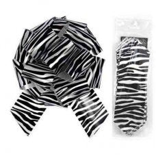 Pull Bow Lge Zebra Print Black