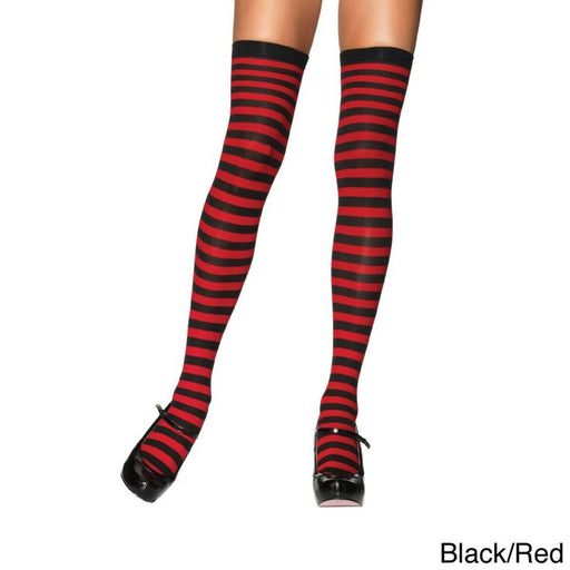 Leg Avenue Nylon Striped thigh high stocking Red/Black