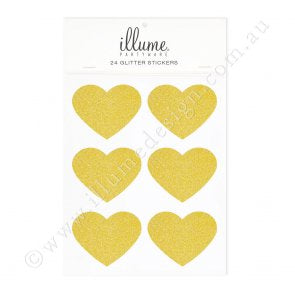 Glitter Heart Stickers Gold
