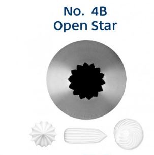 No. 4B Open Star Medium Stainless Steel Piping Tip