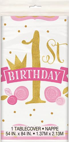 1st Birthday Pink & Gold Tablecover