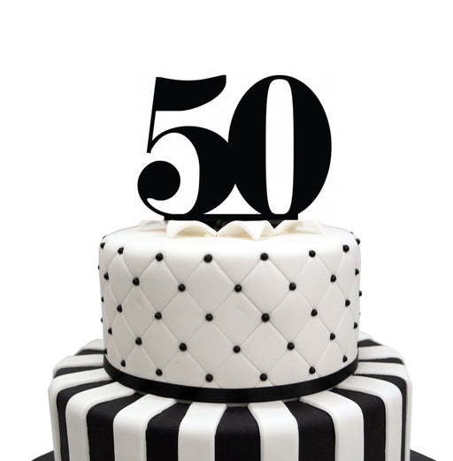 Number 50 Black Acrylic  Cake Topper