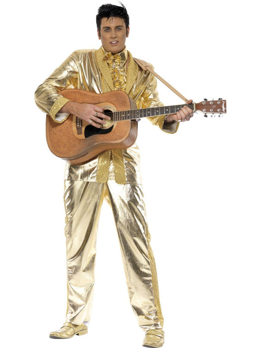 Elvis Gold Suit Costume Medium