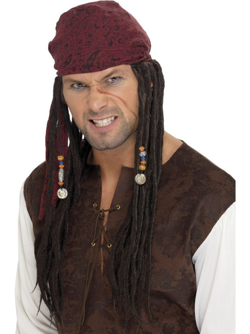 Pirate Wig With Bandana & Plaits
