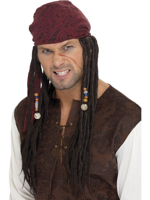 Pirate Wig With Bandana & Plaits