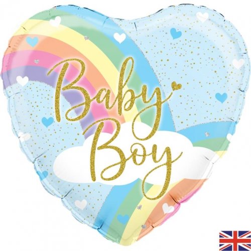 Pastel Rainbow Baby Boy Holographic 18" Foil Balloon