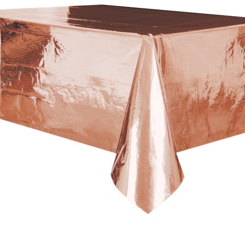 Plastic Tablecloth Rectangle Rose Gold Foil
