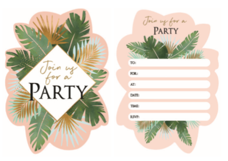 Jungle Leaves 8 Pack Invitations