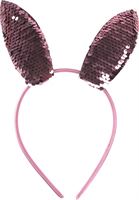 Bunny Ears Pink And Silver Sequined