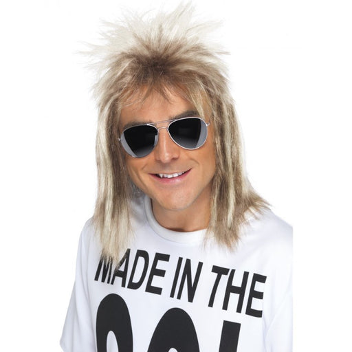 80's Mullet Wig Ash Blonde