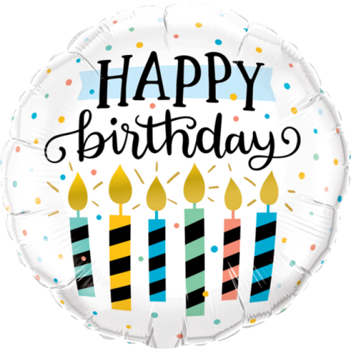Happy Birthday Candles & Dots Foil Balloon 18" (46cm)